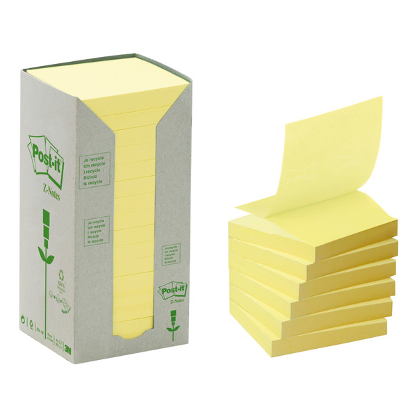 Post-it Z-note Tower Recycled 100 Sheets per Pad 76x76mm Yellow Ref R330-1T [Pack 16]