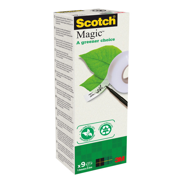 Scotch Magic Tape 900 Greener Choice Natural Fibre Film 19mmx33m Ref FT510283987 [Pack 9]