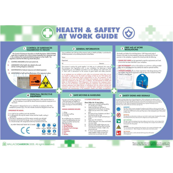 Wallace Cameron Health and Safety At Work Poster Laminated Wall-mountable W590xH420mm Ref 5405023