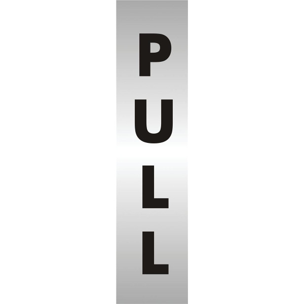 Stewart Superior Pull Sign Brushed Aluminium Acrylic W45xH190mm Self-adhesive Ref bac127