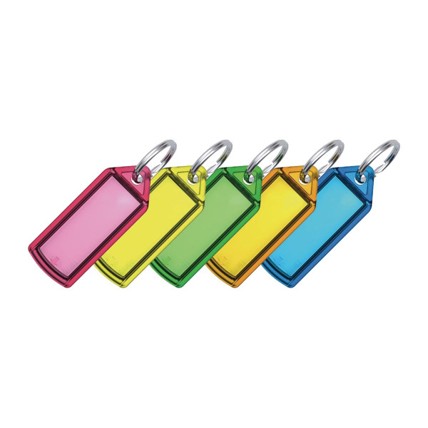 5 Star Facilities Sliding Key Fob Coloured Label Area 38x22mm 20mm Ring Assorted [Pack 100]