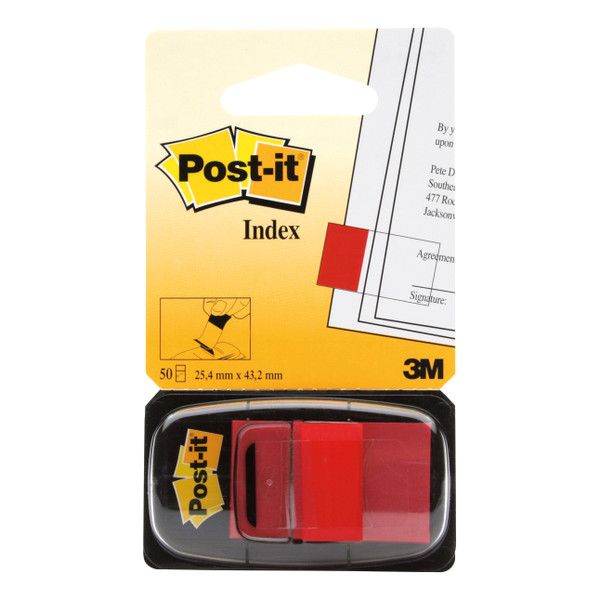 Post-it Index Flags 50 per Pack 25mm Red Ref 680-1 [Pack 12]