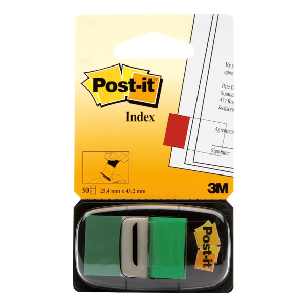 Post-it Index Flags 50 per Pack 25mm Green Ref 680-3 [Pack 12]