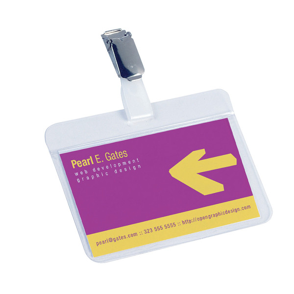 Durable Name Badges Self Laminating Self Adhesive W90xH54mm Transparent Ref 8102 [Pack 25]