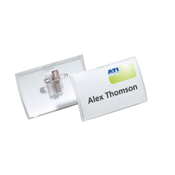 Durable Name Badge Click Fold Polypropylene Combi Clip and Insert 54x90mm Ref 8214/19 [Pack 25]
