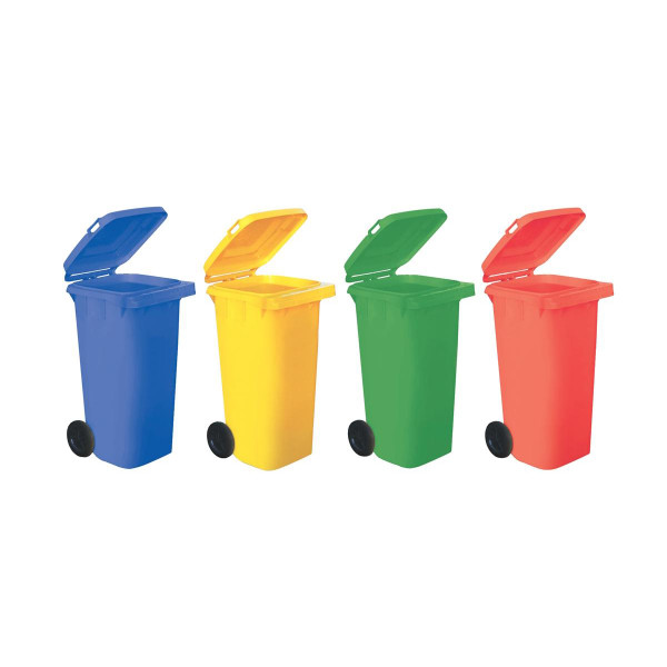 Wheelie Bin High Density Polyethylene with Rear Wheels 120 Litre Capacity 480x560x930mm Red