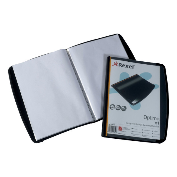 Rexel Optima Display Book Professional 20 Pockets Front Cover Pocket A4 Black Ref 2101130