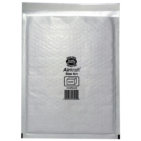 Jiffy Airkraft Bag Bubble-lined Size 4 Peel and Seal 240x320mm White Ref JL-4 [Pack 50]