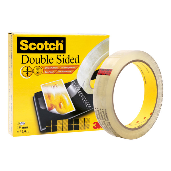 Scotch Double Sided Tape Permanent Long-life 19mmx32.9m Clear Ref 6651933