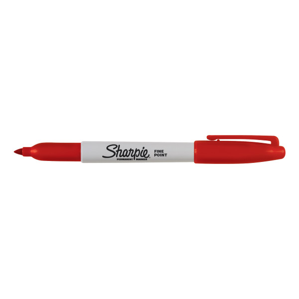 Sharpie Permanent Marker Fine Tip 0.9mm Red Ref S0810940 [Pack 12]