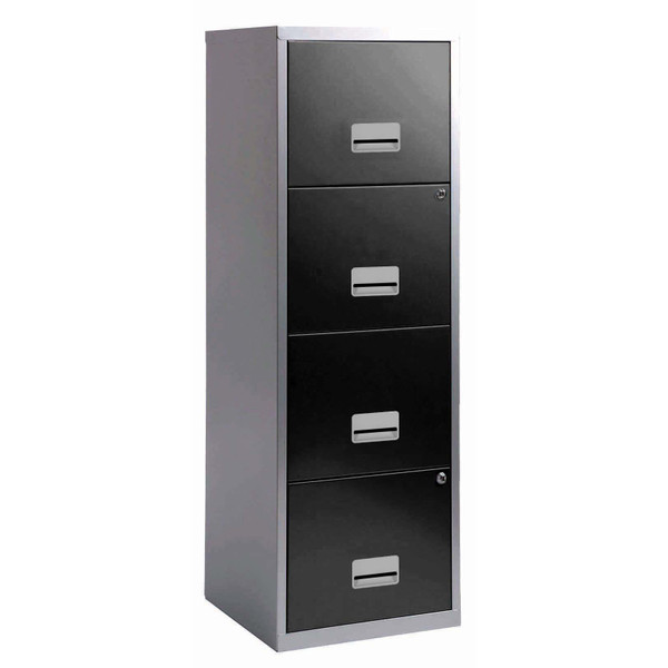 Filing Cabinet Steel 4 Drawer A4 400x400x1250mm Ref 95809