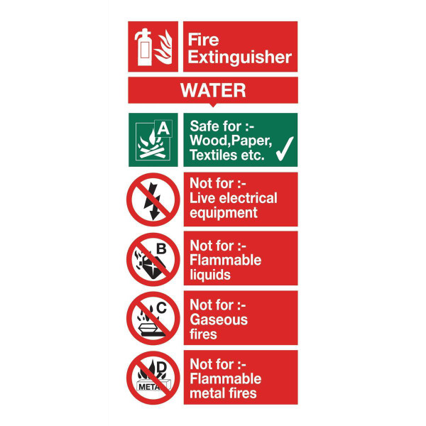 Stewart Superior Water Fire Extinguisher Safety Sign W100xH200mm Self-adhesive Vinyl Ref FF091SAV