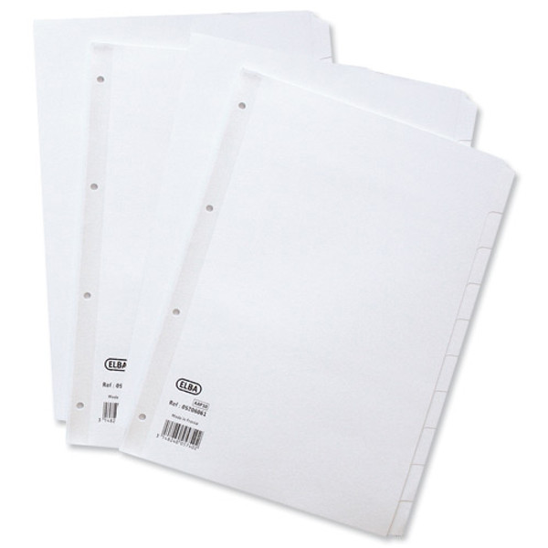 Elba Subject Dividers 20-Part Card Multipunched 160gsm A4 White Ref 400007500