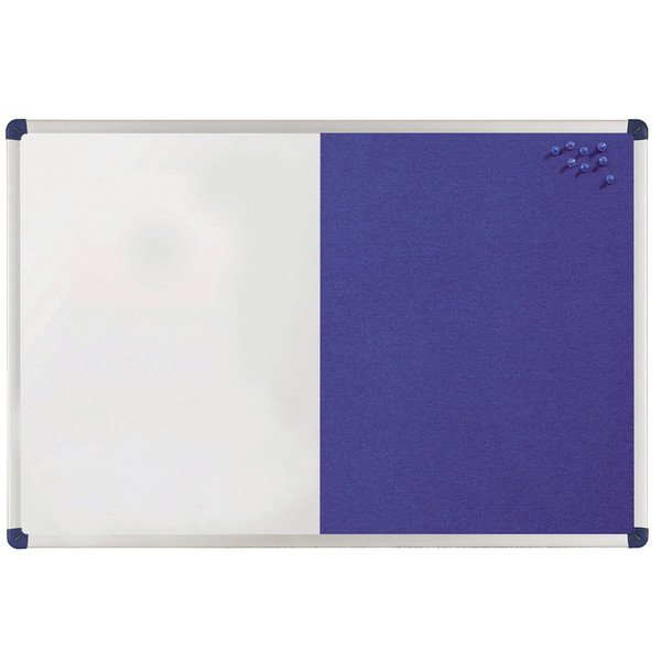Nobo Classic Combination Board Magnetic Drywipe and Felt W900xH600mm Blue Ref 1902257