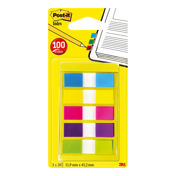 Post-it Index Small Portable Pack W12.5xH43mm Bright Colours Ref 683-5Cb [Pack 100]