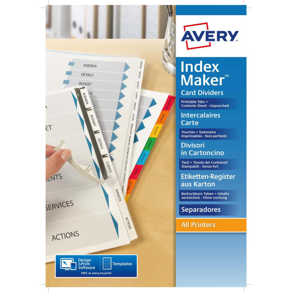 Avery IndexMaker Divider Set Unpunched A4 5-Part Ref 01814061