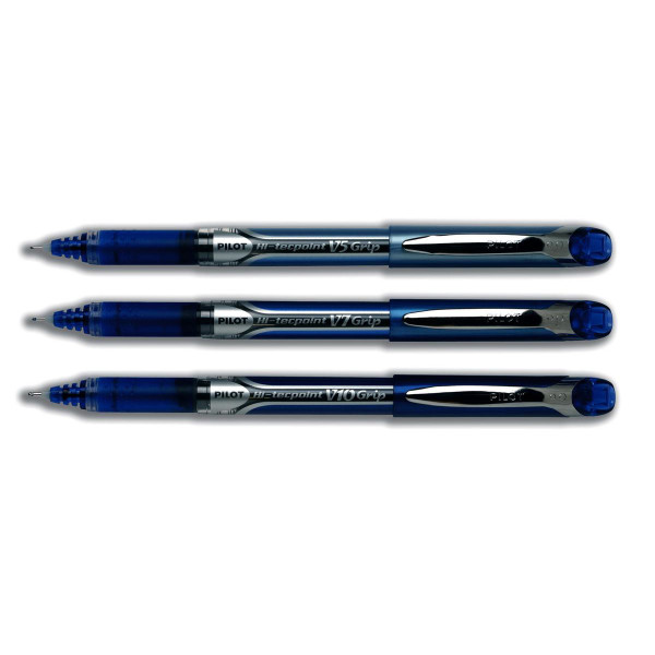 Pilot V5 Hi-Tecpoint Rollerball Pen Rubber Grip Fine 0.5mm Tip 0.3mm Line Blue Ref BXGPNV503 [Pack 12]