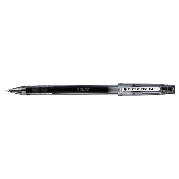 Pilot G Tec C4 Gel Rollerball Pen Micro 0.4mm Tip 0.2mm Line Black Ref BLGC4 01 [Pack 12]