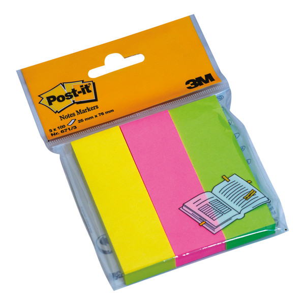 Post-it Note Markers 100 each of Yellow Pink and Green Ref 6713 [Pack 3]