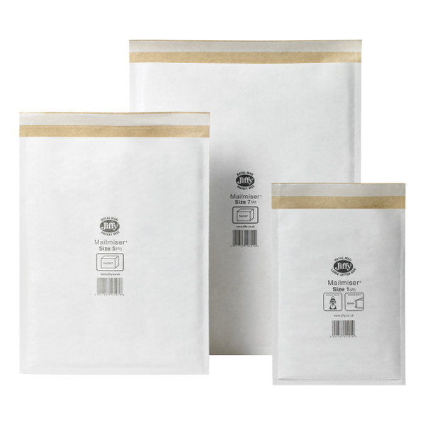 Jiffy Mailmiser Protective Envelopes Bubble-lined Size 7 White 340x445mm Ref JMM-WH-7 [Pack 50]