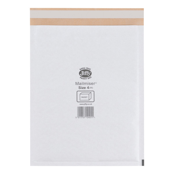 Jiffy Mailmiser Protective Envelopes Bubble-lined Size 4 P&S 240x320mm White Ref JMM-WH-4 [Pack 50]