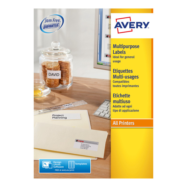 Avery Multipurpose Labels Laser Copier Inkjet 65 per Sheet 38.1x21.2mm White Ref 3666 [6500 Labels]