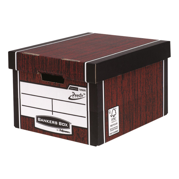 Bankers Box Premium Storage Box (Presto) Classic Woodgrain FSC Ref 7250502 [Pack 10]