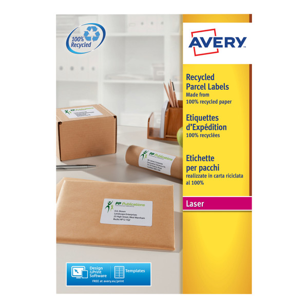 Avery Addressing Labels Laser Recycled 8 per Sheet 99.1x67.7mm White Ref LR7165-100 [800 Labels]