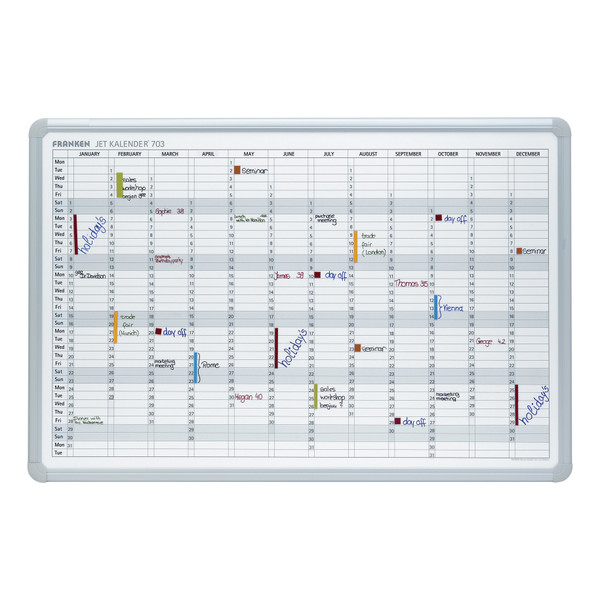 Franken Perpetual Year Calendar Planner with 2 Markers 3 Magnets Day Grid 57x13mm W900xH600mm Ref JK703GB