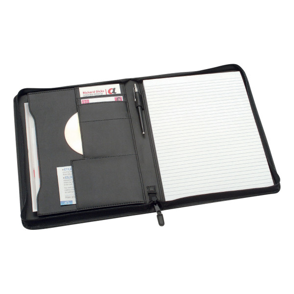 5 Star Office Zipped Conference Folder Capacity 20mm Leather Look A4 Black