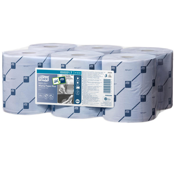 Tork Reflex Wiper Roll 2-Ply 429 Sheets of 194x150mm Blue Ref 473263 [Pack 6]