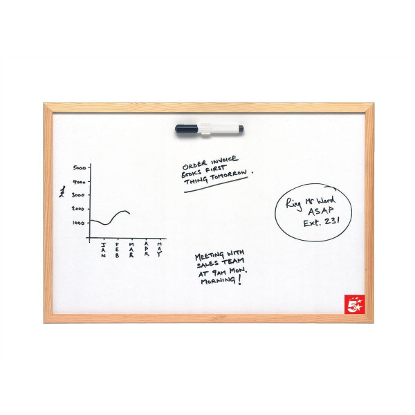 5 Star Value Drywipe Board Lightweight W900xH600mm