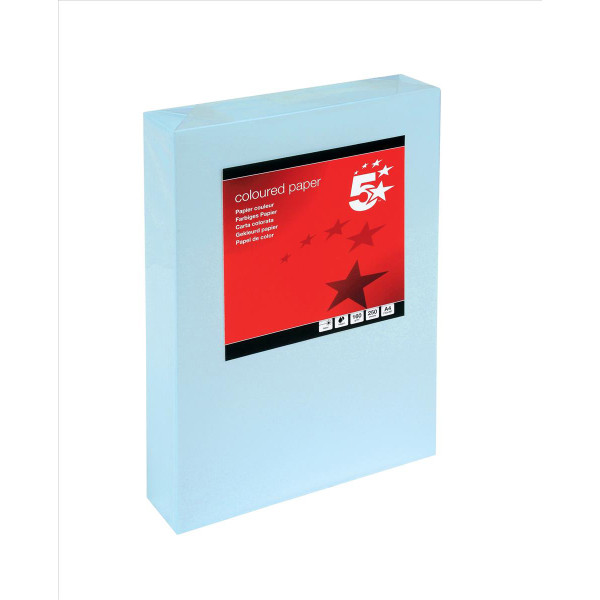 5 Star Office Coloured Card Multifunctional 160gsm A4 Light Blue [250 Sheets]