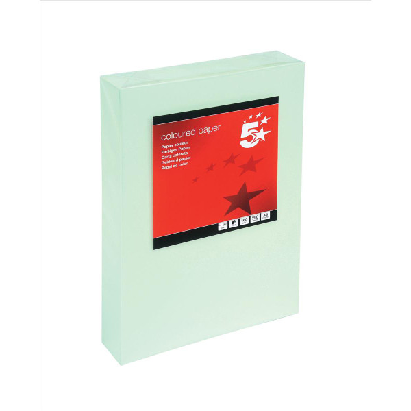 5 Star Office Coloured Card Multifunctional 160gsm A4 Light Green [250 Sheets]