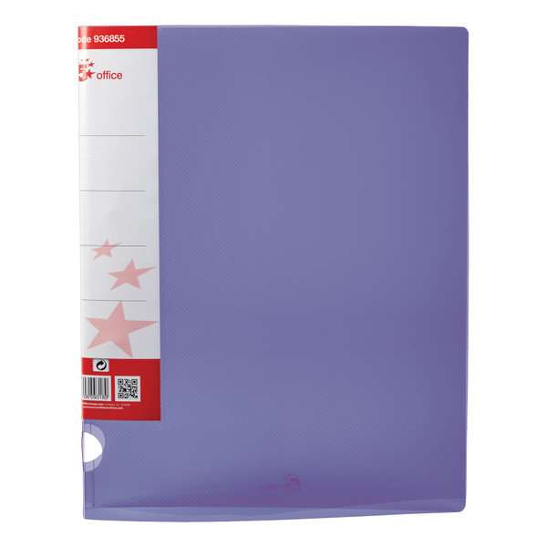 5 Star Office Ring Binder 2 O-Ring Translucent Polypropylene A4 Purple [Pack 10]