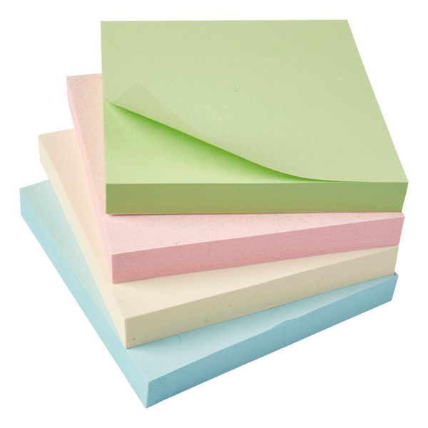 5 Star Eco Repositionable Notes 76x76mm Re-Move Pastel [Pack 12]