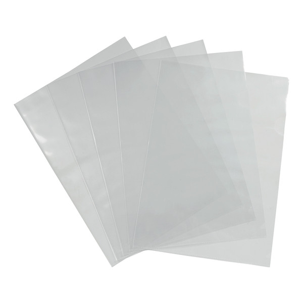 5 Star Office Folder Cut Flush Polypropylene Top and Side Opening 90 Micron A4 Glass Clear [Pack 100]