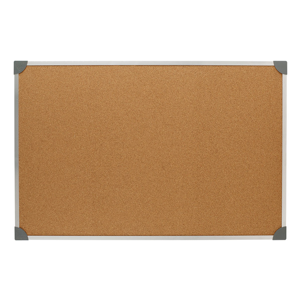 5 Star Office Cork Board with Wall Fixing Kit Aluminium Frame W900xH600mm