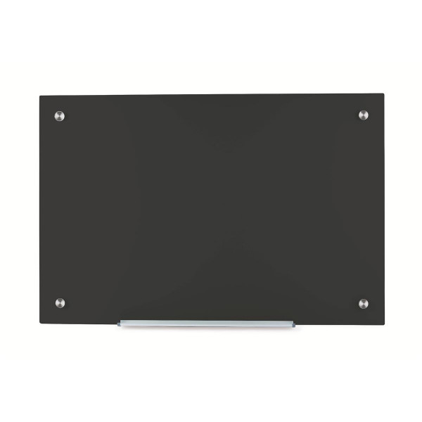 5 Star Office Glass Board Magnetic with Wall Fixings W1000xH650mm Black