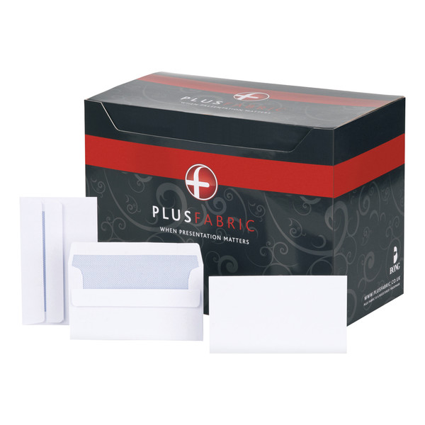 Plus Fabric Envelopes PEFC Wallet Self Seal 120gsm 89x152mm Extra White Ref F21870 [Pack 500]