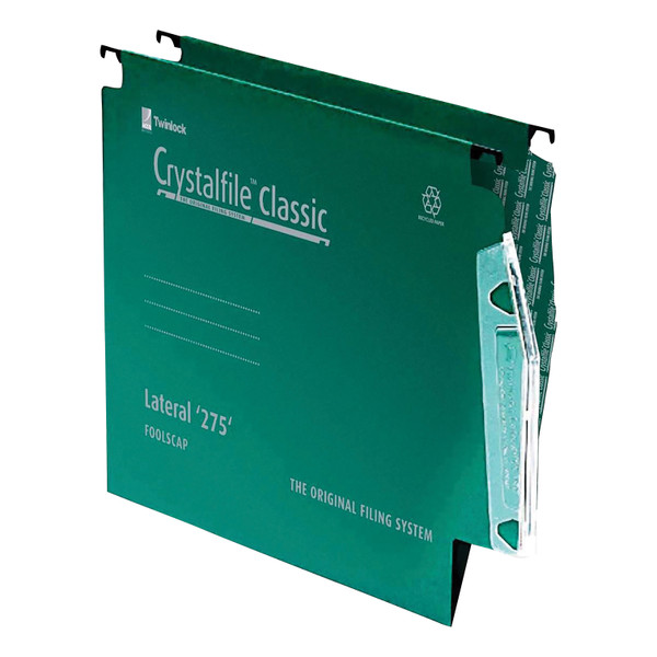 Rexel Crystalfile Classic Linking Lateral File Manilla 15 V-base Green 230gsm A4 Ref 78655 [Pack 50]
