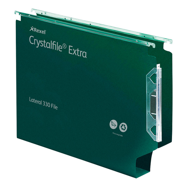 Rexel Crystalfile Classic Linking Lateral File Manilla 50mm Wide-base Foolscap Green Ref 70672 [Pack 25]