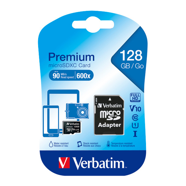 Verbatim Micro SDXC Card Including Adapter 128GB Black Ref 44085