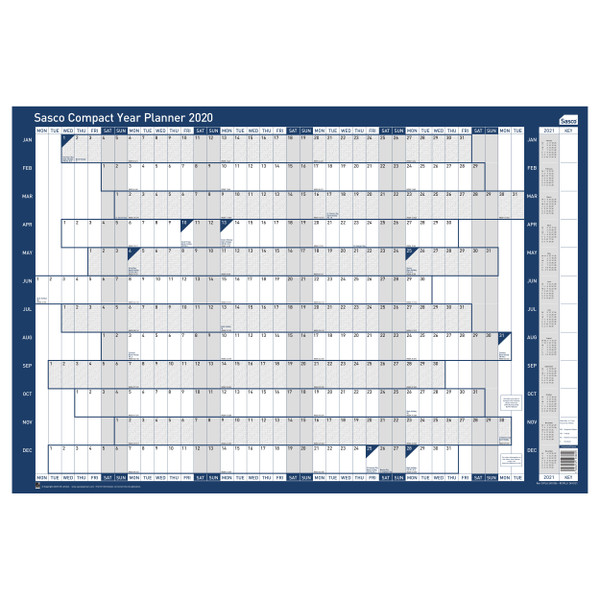 Sasco 2020 Compact Year Planner Unmounted Landscape 610x410mm Ref 2410106