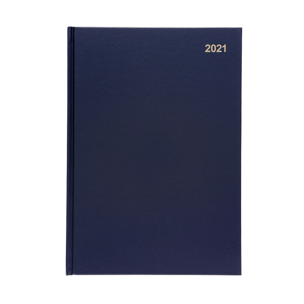 5 Star Office 2021 Diary Day to Page Casebound and Sewn Vinyl Coated Board A4 297x210mm Blue