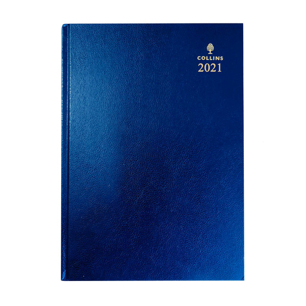 Collins 2021 Desk Diary Day to Page Sewn Binding A4 297x210mm Blue Ref 44 Blue 2021