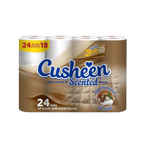 Cusheen Scented Luxury Super Soft Toilet Rolls 3-Ply White Ref 1102030 [Pack 24]