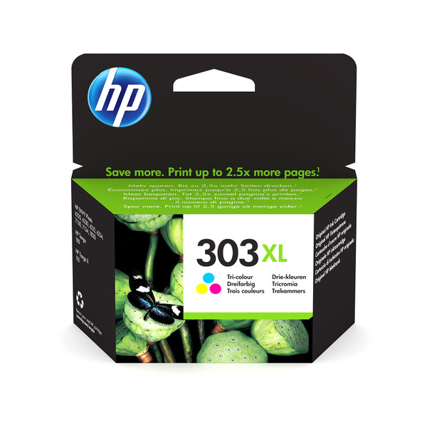 Hewlett Packard 303XL Inkjet Cartridge High Yield Page Life 415pp 10ml Tri-Colour Ref T6N03AE