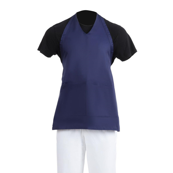 Whites V Neck Service Apron Navy Blue