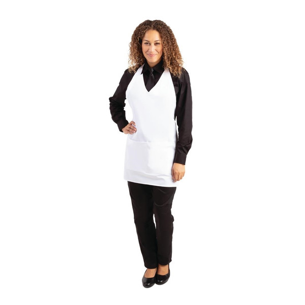 Whites V Neck Service Apron White